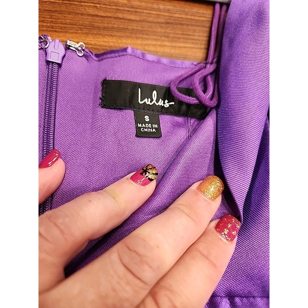 Lulus My Desire Purple Satin Mini Bodycon Dress Size Small S NWT - Picture 5 of 7
